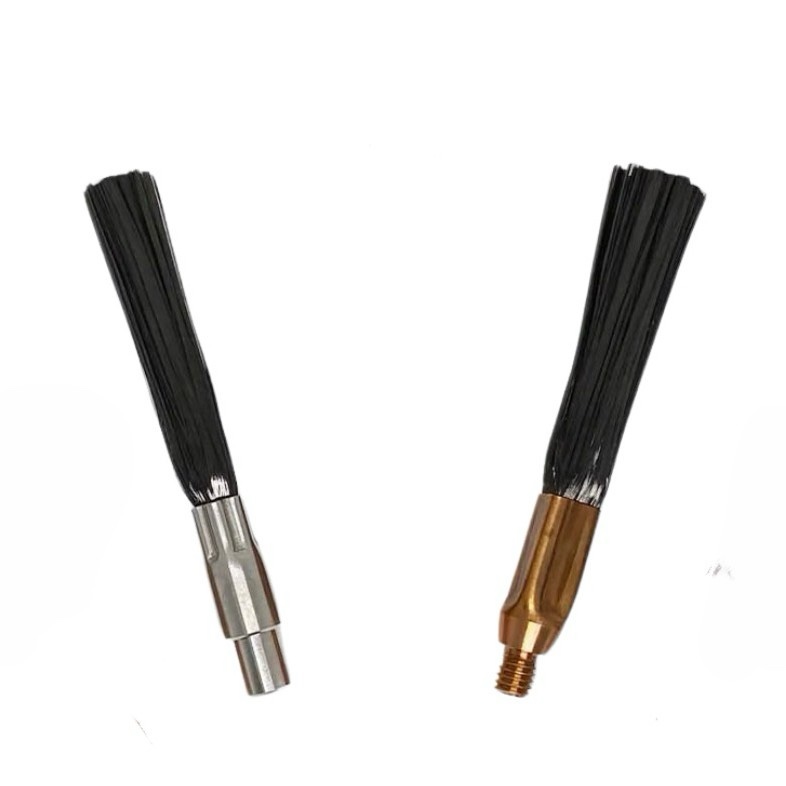 Threadless weld cleaning brush base is stainless steel with Japanese Toray carbon fiber filament